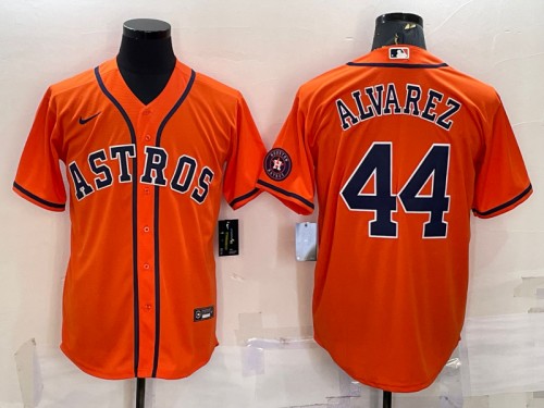 Youth Houston Astros #44 Yordan Alvarez Orange With Patch Stitched Jersey